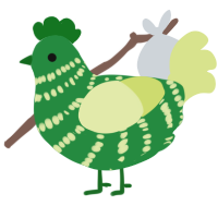 A viridian and lemon chicken with a bar pattern