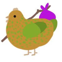 laxative 2, a gold and chartreuse chicken with a speckle pattern