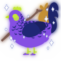 A blurple and navy chicken with a half-lace pattern