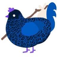 A tumblr and ultramarine chicken with a double-lace pattern