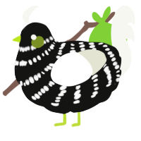 A black and white chicken with a bar pattern