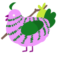 A lavender and leaf chicken with a bar pattern