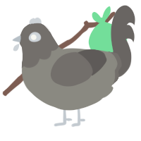 A ash and grey chicken with a head pattern