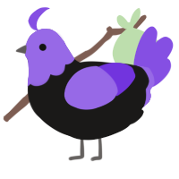 A sable and blurple chicken with a head pattern