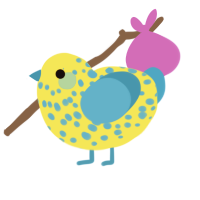 bantam banana, a yellow and sky chicken with a speckle pattern