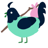 A mint and tumblr chicken with a head pattern