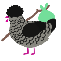 A ash and black chicken with a lace pattern