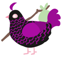 A sable and plum chicken with a lace pattern