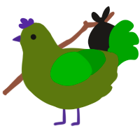 Touch Grass, a olive and leaf chicken