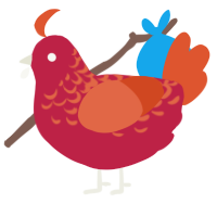 A crimson and vermilion chicken with a half-lace pattern