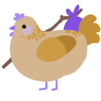 A beige and gold chicken with a neck-speckle pattern