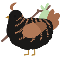 A sable and brown chicken with a half-bar pattern