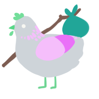 (unnamed), a mist and lavender chicken with a neck-speckle pattern