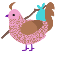 A pink and brown chicken with a double-lace pattern