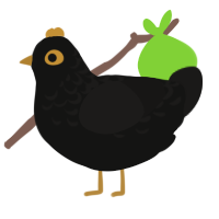 A black and sable chicken with a half-lace pattern