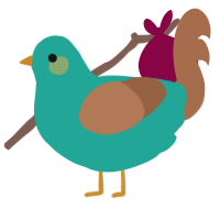 A turquoise and brown chicken