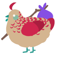 A beige and crimson chicken with a half-lace pattern
