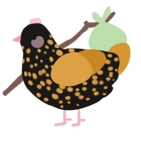 A sable and orange chicken with a speckle pattern