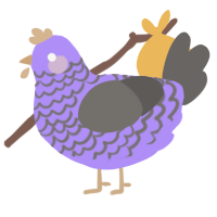 A lilac and grey chicken with a lace pattern