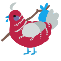A crimson and silver chicken with a half-bar pattern