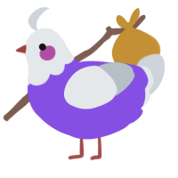 A blurple and mist chicken with a head pattern