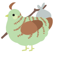 A gluppy and brown chicken with a half-bar pattern