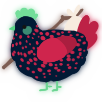 A tumblr and crimson chicken with a speckle pattern