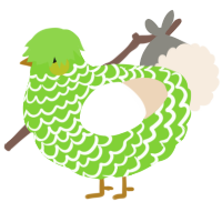 A grass and cream chicken with a lace pattern