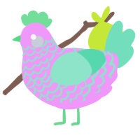 A lavender and mint chicken with a lace pattern