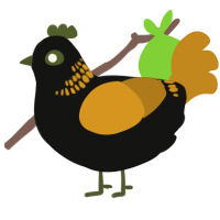 A black and ochre chicken with a neck-band pattern