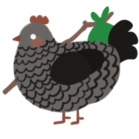 A grey and sable chicken with a lace pattern