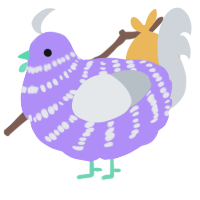 A lilac and mist chicken with a bar pattern