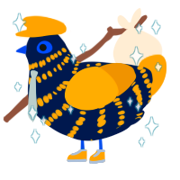 A tumblr and gold chicken with a bar pattern