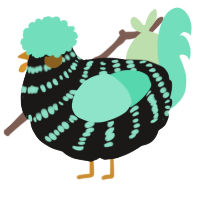 A sable and mint chicken with a bar pattern