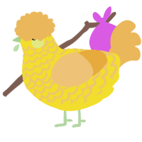 A yellow and honey chicken with a lace pattern