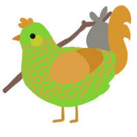 A grass and orange chicken with a lace pattern