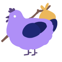 A lilac and navy chicken
