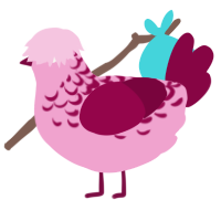 A pink and maroon chicken with a half-lace pattern