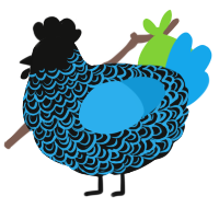 A black and sky chicken with a double-lace pattern