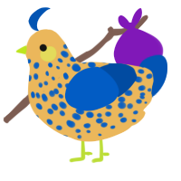 A honey and ultramarine chicken with a speckle pattern