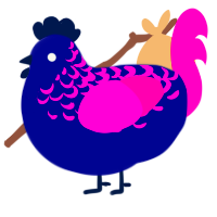 Vaporwave, a navy and fuchsia chicken with a half-lace pattern