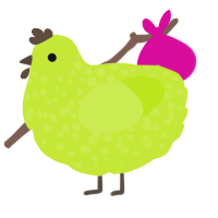 A lime chicken with a speckle pattern
