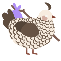 A cream and bark chicken with a lace pattern