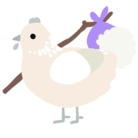 A cream and white chicken with a neck-speckle pattern
