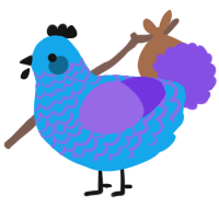 A sky and blurple chicken with a lace pattern