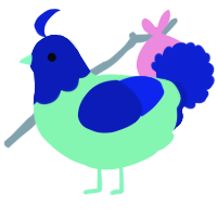 A wine and yellow chicken with a head pattern