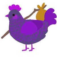 A overcast and violet chicken with a lace pattern