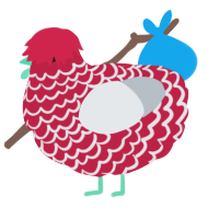 A crimson and mist chicken with a lace pattern