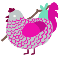A silver and fuchsia chicken with a lace pattern