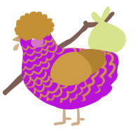 A amethyst and gold chicken with a lace pattern
